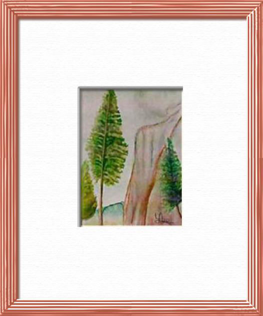 El capitan, Yosemite - California - USA, World landscapes - , original framed watercolour, world travel diary, world watercolour