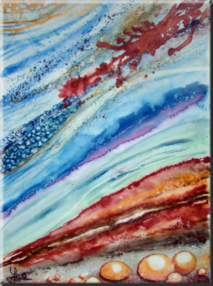 Depths, Seascapes - Abstract - , original framed watercolour, world travel diary, world watercolour