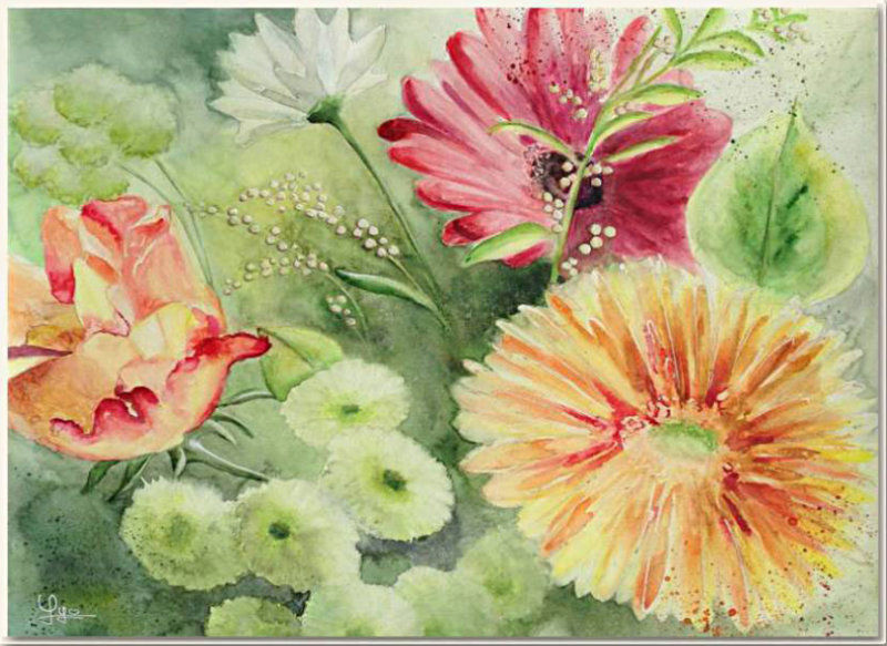 Original watercolour, Festive bouquet, paint, watercolour, world diary, watercolour , 