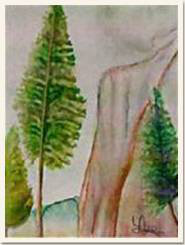 Aquarelle originale, El capitan , Yosemite - Californie - USA, peinture, aquarelle, carnet de voyage , yosemite, vallée, parc national