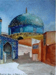 Aquarelle originale : Colorful Asia-Sheikh Lotfollah's Mosquee, Ispahan - Iran