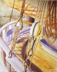 Aquarelle originale : Paysages marins-Poulies et cordages