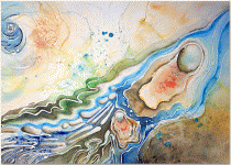 Aquarelle originale : Paysages marins-Turbulences