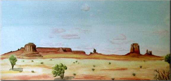 Ambiance Western à Monument Valley , Utah - USA, Sites du monde - Paysages du monde - , aquarelle originale encadree, aquarelle avec cadre, carnet de voyage, aquarelle du monde
