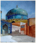 La mosquée du Sheikh Lotfollah, Ispahan - Iran, peinture, aquarelle, carnet de voyage, monde, Clairanne Filaudeau 