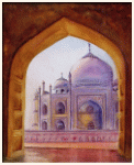 Le Mausolée du Taj-Mahal , Agra - Inde , peinture, aquarelle, carnet de voyage, monde, Clairanne Filaudeau 